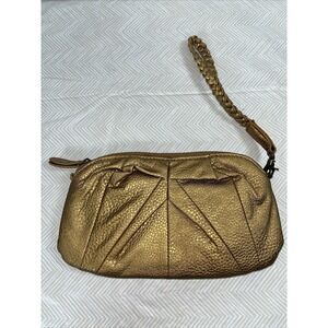 Deena & Ozzy‎ Golden Purse Wristlet Pebble Pouch Wallet Versatile